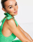 Never Fully Dressed tie shoulder shirred dress in vibrant green Lebendiges Grün, 40 - фото #2