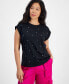 ფოტო #2 პროდუქტის Petite Embellished Roll-Sleeve Top, Created for Macy's