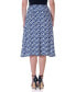 Фото #3 товара Navy Print Elastic Waist Pleated Knee Length Pocket Skirt