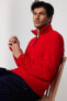 Фото #3 товара Erkek Dik Yaka Tüylenme Yapmayan Soğuk Geçirmez Standart Fit Rahat Kesim Kırmızı Polar Sweatshirt