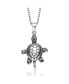 Фото #1 товара Sterling Silver with Rhodium Plated Turtle Pendant Necklace