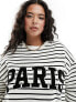 4th & Reckless Plus exclusive Paris logo sweatshirt in black and white stripe Разноцветный, 2XL - фото #3