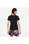 Фото #3 товара Sportswear Floral Swoosh Short-sleeve Kadın Tişört - Siyah