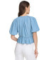 ფოტო #2 პროდუქტის Women's Zip-Front Puff-Sleeve Blouse