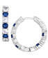 ფოტო #1 პროდუქტის Simulated Cubic Zirconia Alternating Hoop Earrings in Silver Plate