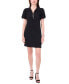 ფოტო #3 პროდუქტის Women's Collared Zip-Neck Puff-Sleeve Dress