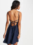 Фото #3 товара ASOS DESIGN structured strappy prom mini dress with lace up back in navy