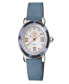 Women's Marsala Tortoise Swiss Quartz Italian Light Blue Leather Strap Watch 36mm