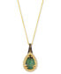 Peacock Aquaprase (2-1/3 ct. t.w.) & Diamond (1/4 ct. t.w.) Pear Adjustable 20" Pendant Necklace in 14k Gold