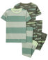 Фото #3 товара Baby 4-Piece Rugby Stripe 100% Snug Fit Cotton Pajamas 18M