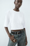 SLUB KNIT COTTON CROPPED T-SHIRT