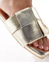 Фото #2 товара Glamorous Wide Fit weave slides in gold