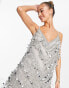 Фото #8 товара ASOS EDITION paillette fringe sequin cami shift mini dress in silver