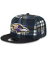 ფოტო #1 პროდუქტის Men's Black Baltimore Ravens 2024 Sideline Statement 9FIFTY Snapback Hat