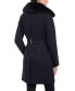 Фото #2 товара Women's Petite Belted Faux-Fur-Collar Coat