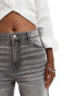 Фото #4 товара Bershka high waisted baggy wide leg jeans in dark wash grey