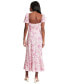 Фото #2 товара Women's Puff-Sleeve Ruched Smocked-Back Empire Midi Dress