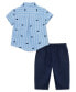 ფოტო #2 პროდუქტის Baby Boys Whales Button Front Shirt and Pants Set
