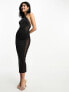 Фото #2 товара ASOS DESIGN mesh halter bodycon midi dress in black