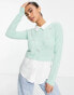 Фото #2 товара River Island embellished fluffy hybrid jumper in light green