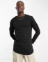 Фото #1 товара Jack & Jones Essentials longline long sleeve t-shirt with curve hem in black