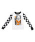 Little Boys Classic Black and White Checker Pattern Youth Long Sleeve Pajama Set