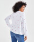 Фото #2 товара Women's Cotton Embroidered Split-Neck Gauze Blouse, Created for Macy's