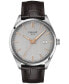 ფოტო #1 პროდუქტის Men's Swiss PR 100 Brown Leather Strap Watch 40mm