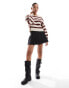 ONLY boat neck stripe jumper in cream and red