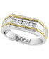 EFFY® Men's Diamond Rope-Accented Ring (1/8 ct. t.w.) in Sterling Silver & 18k Gold-Plate