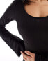 Фото #8 товара NA-KD rib knit maxi dress in black