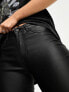 Only mid waist coated flared trousers in black