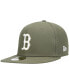 ფოტო #5 პროდუქტის Men's Olive Boston Red Sox Logo White 59FIFTY Fitted Hat