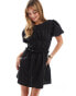 Фото #1 товара ASOS DESIGN poplin shirring detail mini dress in black