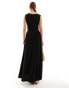 ASOS DESIGN square neck ruched bust maxi dress with lace inserts in black