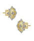 Фото #3 товара Modern 14K Gold Plated and Cubic Zirconia Floral Stud Earrings