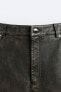 Vintage-effect leather bermuda shorts