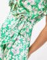 Фото #3 товара Topshop Petite floral wrap daisy mini dress in green