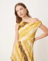 ASOS DESIGN plisse twist shoulder midaxi dress in yellow marble print Gelb mit Marmorprint, M - EU 40-42 - фото #2