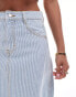 DTT Petite denim maxi skirt in blue stripe with contrast stitching