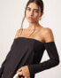 ASOS EDITION off shoulder structured column maxi dress with pockets in black