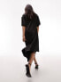 Topshop chuck on midi shirt dress in black