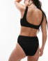 Фото #3 товара Topshop mix and match crinkle high waist bikini bottoms in black