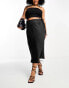 Фото #2 товара Simply Be Exclusive satin slip midi skirt in black