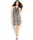 Alfani Women's Graphic Print Blouson Halter Dress Neutral Black Size 8