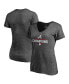 ფოტო #2 პროდუქტის Women's Heather Charcoal Atlanta Braves 2021 World Series Champions V-Neck T-Shirt