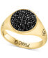 ფოტო #1 პროდუქტის EFFY® Men's Black Spinel Cluster Ring (7/8 ct. t.w.) in 14k Gold-Plated Sterling Silver