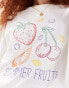 ASOS DESIGN boyfriend fit t-shirt with embroidered summer fruits graphic in white