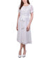 Фото #1 товара Petite Short Sleeve Belted Swiss Dot Dress