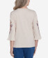 ფოტო #2 პროდუქტის Harvest Moon Women's Medallion Embroidered Flutter Sleeve Top